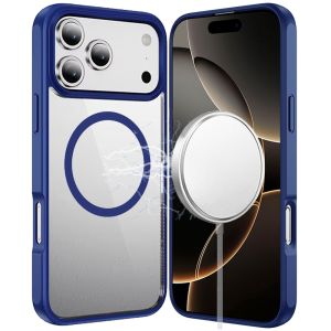 For iPhone 17 Pro Magnetic Ring HQ Transparent Thick 2.0mm Hybrid Case - Navy Blue