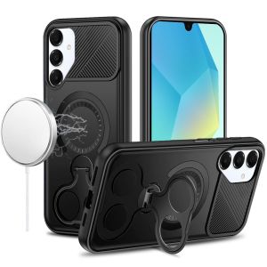 For Samsung A16 5G Car Mount with 2-Ring Stand Hybrid Case - Black