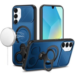 For Samsung A16 5G Car Mount with 2-Ring Stand Hybrid Case - Blue