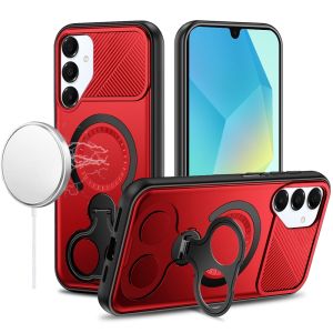 For Samsung A16 5G Car Mount with 2-Ring Stand Hybrid Case - Red