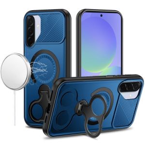 For Samsung A17 5G Car Mount with 2-Ring Stand Hybrid Case - Blue