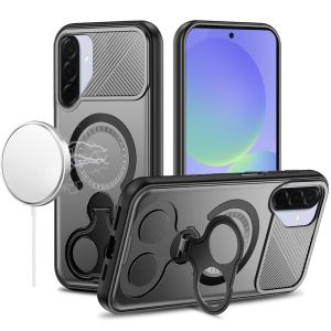 For Samsung A17 5G Car Mount with 2-Ring Stand Hybrid Case - Gray