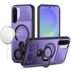 For Samsung A17 5G Car Mount with 2-Ring Stand Hybrid Case - Purple