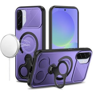 For Samsung A17 5G Car Mount with 2-Ring Stand Hybrid Case - Purple