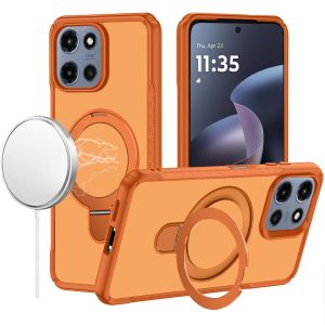 For Moto G 5G 2025/2026 / G PLAY 2026 Matte Finish Simplified Magnetic Ring With Stand Hybrid Case - Cosmic Orange