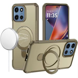 For Moto G 5G 2025/2026 / G PLAY 2026 Matte Finish Simplified Magnetic Ring With Stand Hybrid Case - Khaki