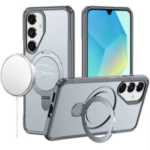 For Samsung A16 5G Matte Finish Simplified Magnetic Ring With Stand Hybrid Case - Gray