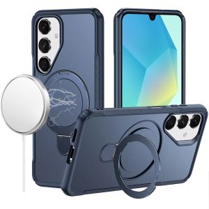 For Samsung A16 5G Matte Finish Simplified Magnetic Ring With Stand Hybrid Case - Navy Blue