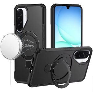 For Samsung A17 5G Matte Finish Simplified Magnetic Ring With Stand Hybrid Case - Black
