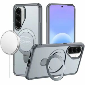 For Samsung Galaxy A57 Matte Finish Simplified Magnetic Ring With Stand Hybrid Case - Gray
