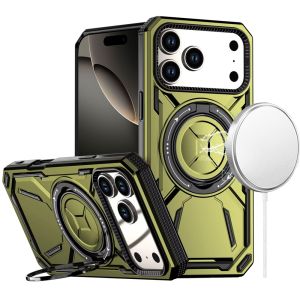 For iPhone 17 Pro Max Loop Hybrid with [Magnetic Ring Circle] 360 degrees Rotational Kickstand Case Cover - Midnight Green