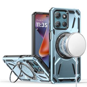 For Motorola Moto G 5G 2025 Loop Hybrid with [Magnetic Ring Circle] 360 degrees Rotational Kickstand Case Cover - Light Blue