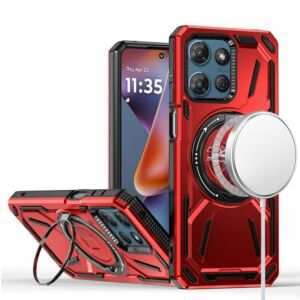 For Moto G 5G 2025/2026 - G Play 2026 - Metal Diamond CD Pattern Design Matte Finished Hybrid with Rotational Ring [Car Mount Friendly] Case - Floral E
