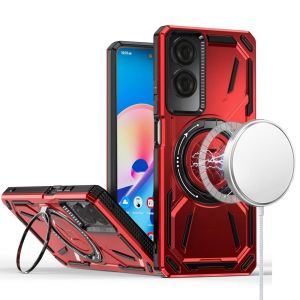 For TCL 50 SE Loop Hybrid with [Magnetic Ring Circle] 360 degrees Rotational Kickstand Case Cover - Red