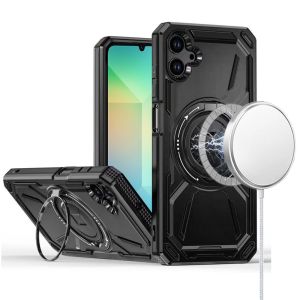 For Samsung A06 Loop Hybrid with [Magnetic Ring Circle] 360 degrees Rotational Kickstand Case Cover - Black