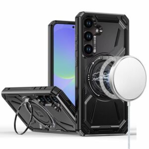 For Samsung Galaxy A37 / A36 Loop Hybrid with [Magnetic Ring Circle] 360 degrees Rotational Kickstand Case Cover - Black