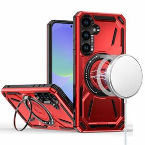 For Samsung Galaxy A37 / A36 Loop Hybrid with [Magnetic Ring Circle] 360 degrees Rotational Kickstand Case Cover - Red
