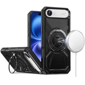 For iPhone 17 Air Loop Hybrid with [Magnetic Ring Circle] 360 degrees Rotational Kickstand Case Cover - Black