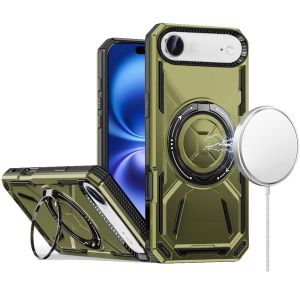 For iPhone 17 Air Loop Hybrid with [Magnetic Ring Circle] 360 degrees Rotational Kickstand Case Cover - Midnight Green