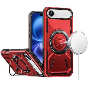 For iPhone 17 Air Loop Hybrid with [Magnetic Ring Circle] 360 degrees Rotational Kickstand Case Cover - Red