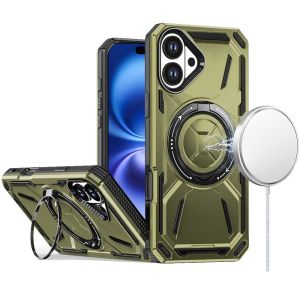 For iPhone 17 Loop Hybrid with [Magnetic Ring Circle] 360 degrees Rotational Kickstand Case Cover - Midnight Green
