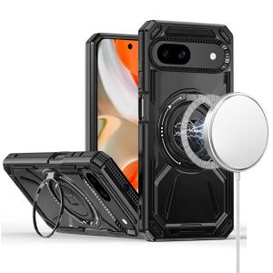 For Google Pixel 9 6.3inch Loop Hybrid with [Magnetic Ring Circle] 360 degrees Rotational Kickstand Case Cover - Black