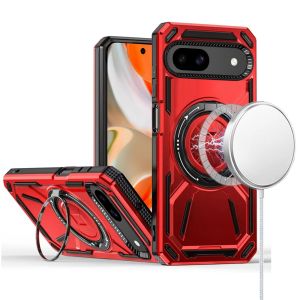 For Google Pixel 9 6.3inch Loop Hybrid with [Magnetic Ring Circle] 360 degrees Rotational Kickstand Case Cover - Red