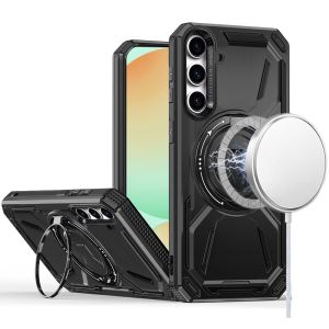 For Samsung S24 FE Loop Hybrid with [Magnetic Ring Circle] 360 degrees Rotational Kickstand Case Cover - Black