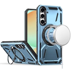 For Samsung S24 FE Loop Hybrid with [Magnetic Ring Circle] 360 degrees Rotational Kickstand Case Cover - Light Blue