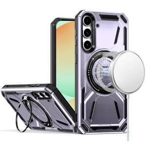 For Samsung S24 FE Loop Hybrid with [Magnetic Ring Circle] 360 degrees Rotational Kickstand Case Cover - Light Purple