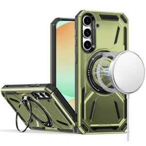 For Samsung S24 FE Loop Hybrid with [Magnetic Ring Circle] 360 degrees Rotational Kickstand Case Cover - Midnight Green