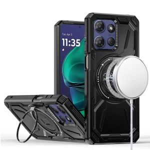 For Moto G Stylus 5G 2026/2025 Loop Hybrid with [Magnetic Ring Circle] 360 degrees Rotational Kickstand Case Cover - Black