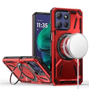 For Moto G Stylus 5G 2026/2025 Loop Hybrid with [Magnetic Ring Circle] 360 degrees Rotational Kickstand Case Cover - Red