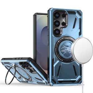 For Samsung s26 Ultra Loop Hybrid with [Magnetic Ring Circle] 360 degrees Rotational Kickstand Case Cover - Light Blue