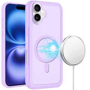 For iPhone 16 6.1 inch Glossy Oil Premium Hybrid Case Cover - Purple