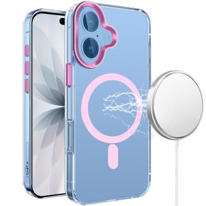 For iPhone 17 Matching Clear Transparent Circle Design Case Cover - Light Pink