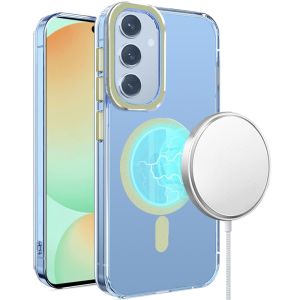 For Samsung S24 FE Matching Clear Transparent Circle Design - Light Green