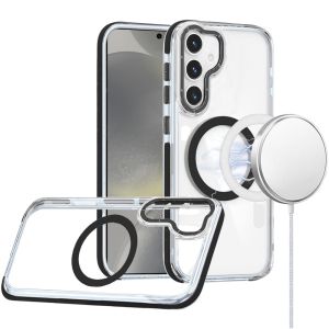 For Samsung Galaxy s24 Plus Matching Color Frame Strong Magnetic Ring Circle Transparent HQ Thick Hybrid - Black