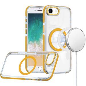 For  iPhone 16E / SE4 Matching Color Frame Strong Magnetic Ring Circle Transparent HQ Thick Hybrid - Yellow