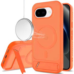 For Google Pixel 10a Matte Magnetic Hybrid with Metal Kickstand Case - Cosmic Orange