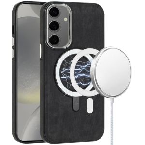For Samsung Galaxy s24 Ultra Fashion PU Vegan Chrome Edged Case Cover - Black
