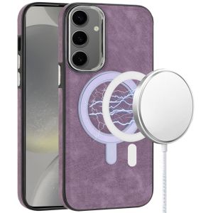 For Samsung Galaxy s24 Plus Fashion PU Vegan Chrome Edged Case Cover - Purple