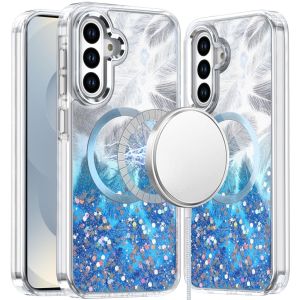 For Samsung s26 Epoxy Glitter Shimmer [Magnetic Circle] Hybrid Case - Dark Blue