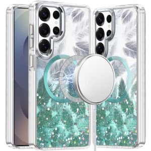 For Samsung Galaxy s25 Ultra Epoxy Glitter Shimmer [Magnetic Circle] Hybrid Case - Light Green