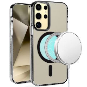 For Samsung Galaxy s24 PURE Transparent [Magnetic Circle] High Quality Ultra Thick Hybrid - Black