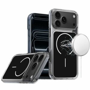 For Apple iPhone 18 Pro Max Metallic Transparent Magnetic Hybrid Case - Black