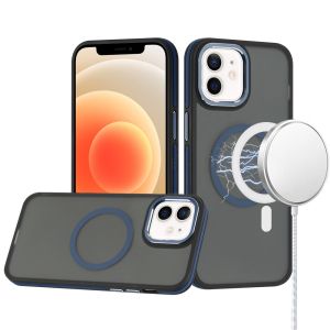 For iPhone 12 & iPhone 12 Pro Royal Magnetic Ring Skin-Touch HQ Metal Buttons/Camera Lip Hybrid - Blue