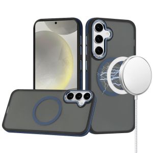 For Samsung s25/s24 Royal Magnetic Ring Skin-Touch HQ Metal Buttons/Camera Lip Hybrid - Blue