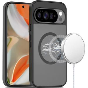 For Google Pixel 10 Pro XL [Magnetic Circle] Smooth Safe Matte Feel Hybrid Case - Black