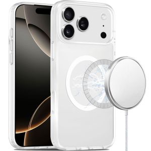 For iPhone 17 Pro Max [Magnetic Circle] Smooth Safe Matte Feel Hybrid Case - Clear